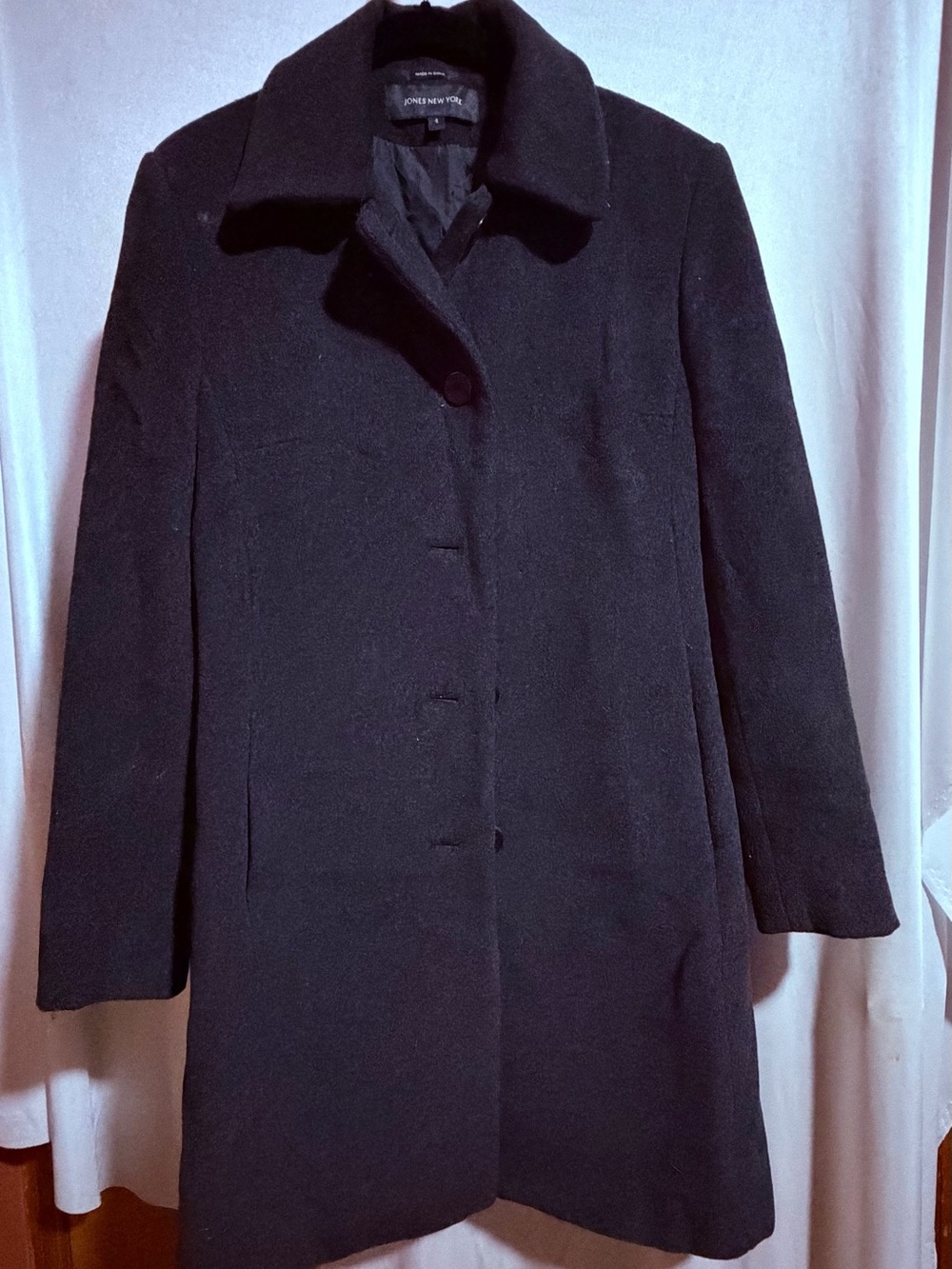 Jones New York Black Wool-Blend Women's Coat